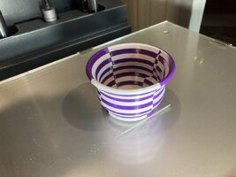 Bowl number three showing color shifts on inside of bowl.